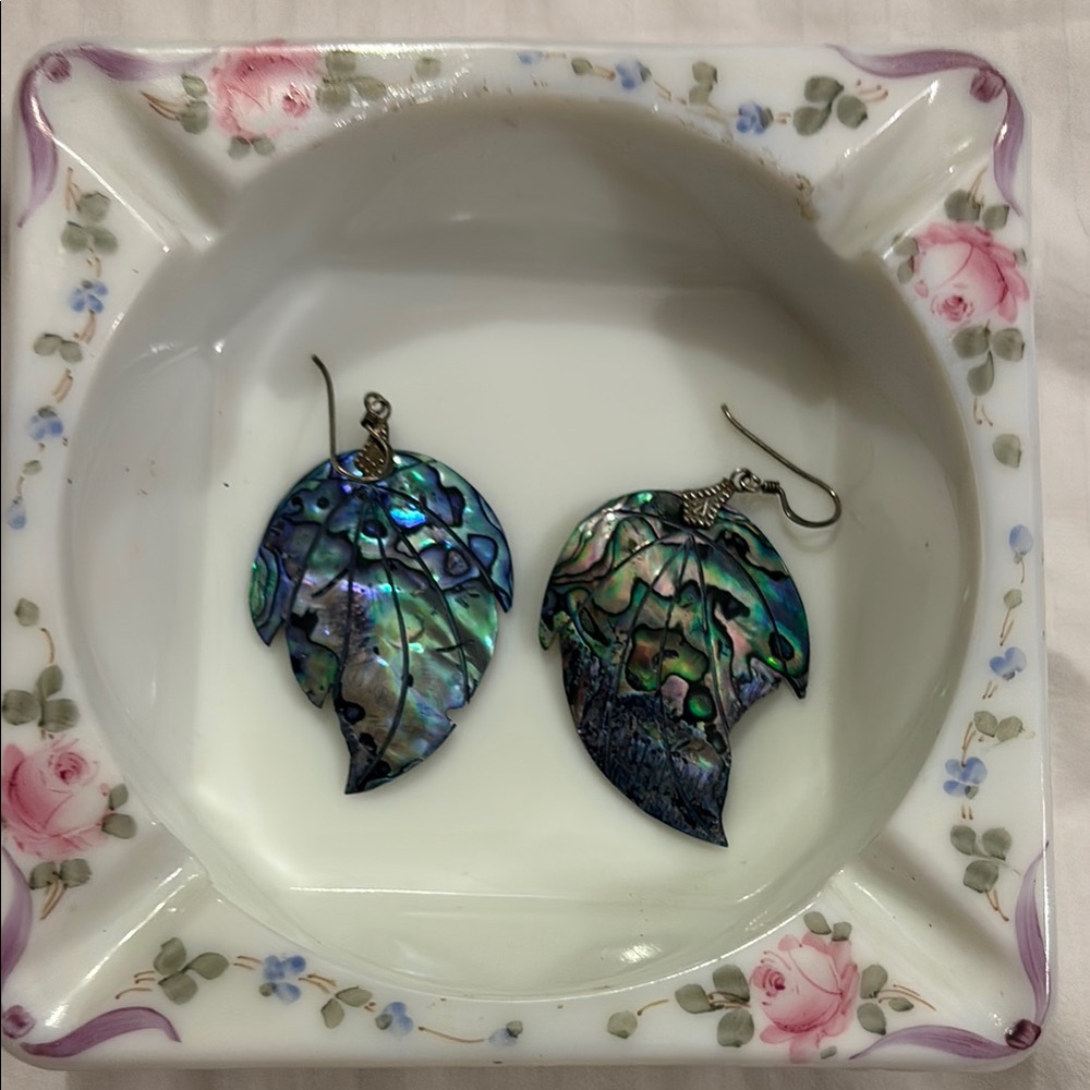 Iridescent Leaf Earrings
